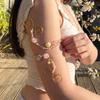 Adjustable Flower Arm Cuff Pearl Open Arm Bangle Boho Hollow Out Arm Band  Men