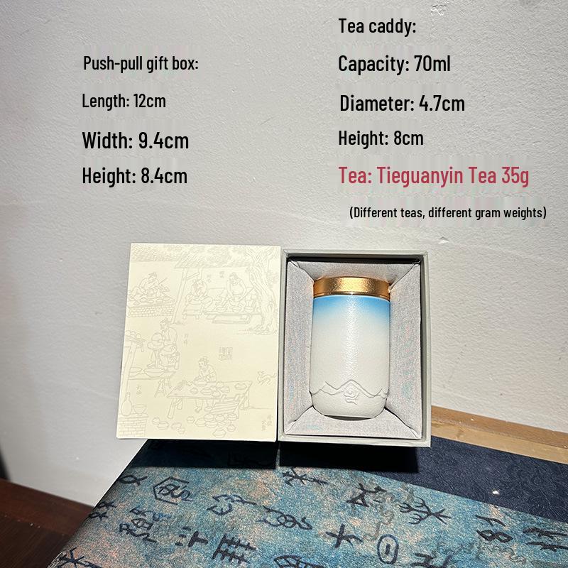 Exquisite Portable Ceramic Tea Caddy - Mini Airtight Travel Can with Logo, Ideal for Premium Tea Gift Sets 70ml