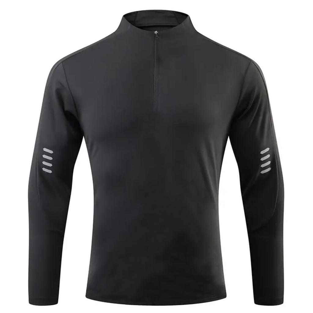 Men’s Long Sleeve Breathable Sports T-shirt Running Cycling Athletic Training Basketball Crew Neck Zipper Top