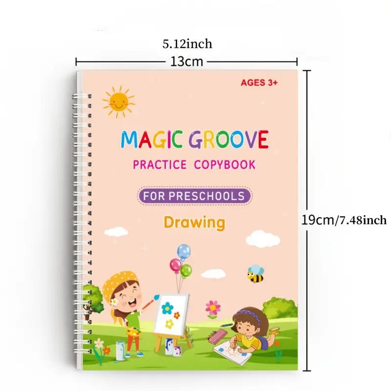Children's Magic Reusable Tracing Writing Hard-Pen Calligraphy Practice Book Grooved Student Copybook for Practice