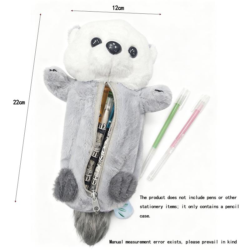 

1pcs Pencil bag sea otter plush doll pencil case cute high value stationery bag pencil bag learning supplies stationery 1 set