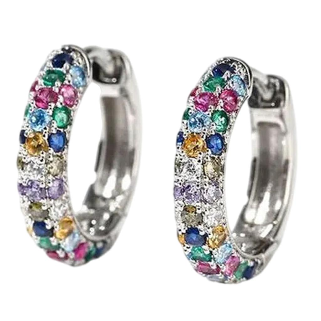 Boucles d'oreilles manchette d'oreille en zircone arc-en-ciel pour femmes, en alliage, boucles d'oreilles en strass étincelants pour tenue décontractée et de fête, accessoire de mode