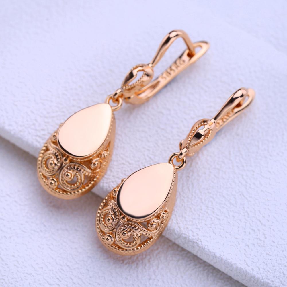 LSOOYH Clip Earrings Rose Gold Color Fashion Earring For Women Geometry Drop Earrings Jewelry