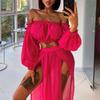 Cover Ups Beach Dress Bikini Solid Sexy Mech Bathing Suit Two Pieces Dress Robe Pareo Swimsuit Cover Ups Beach Tunic