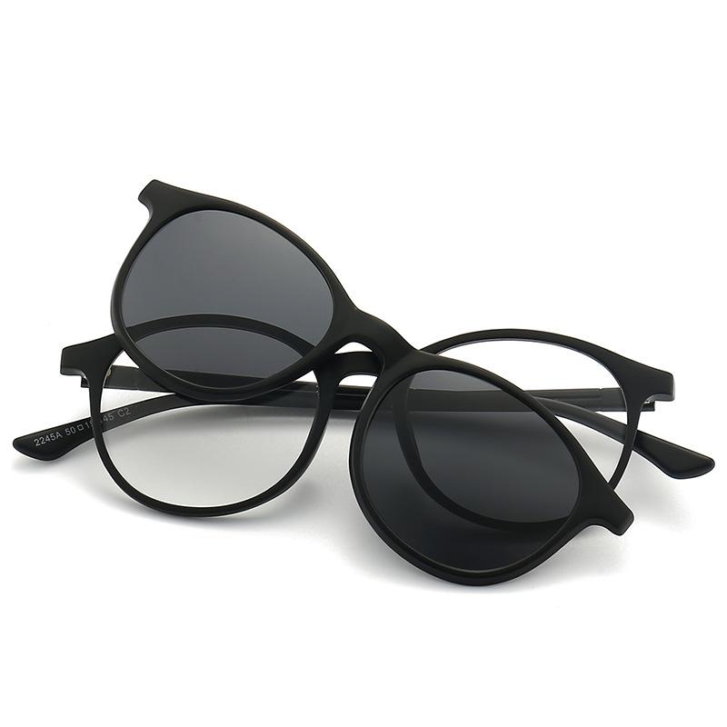 Myopia Glasses Sunglasses Magnet Clip Prescription -0.5 To -10 Round TR90 Frame Blue Ray Blocking Nearsighted Astigmatism