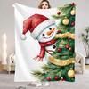 1pc Merry Christmas Tree Snowman Printed Blanket Quality Soft Warm Throw Blanket Winter Kids Couch Bed Fluffy Bedspread New Year