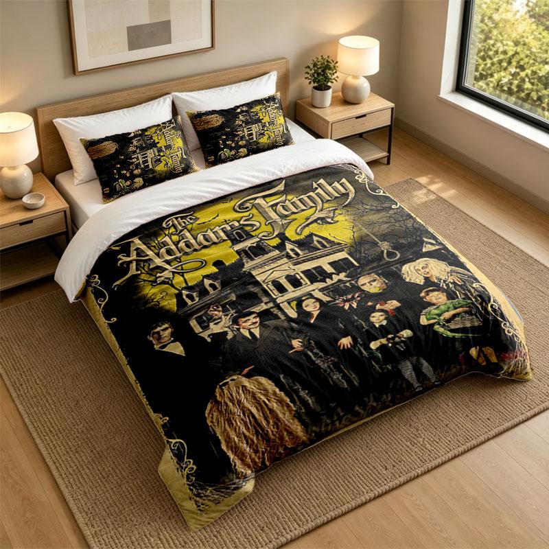3Pcs Bedding SetThe Addams Family Soft Bed Sheet and Two Pillowcases Home Bedroom Decor