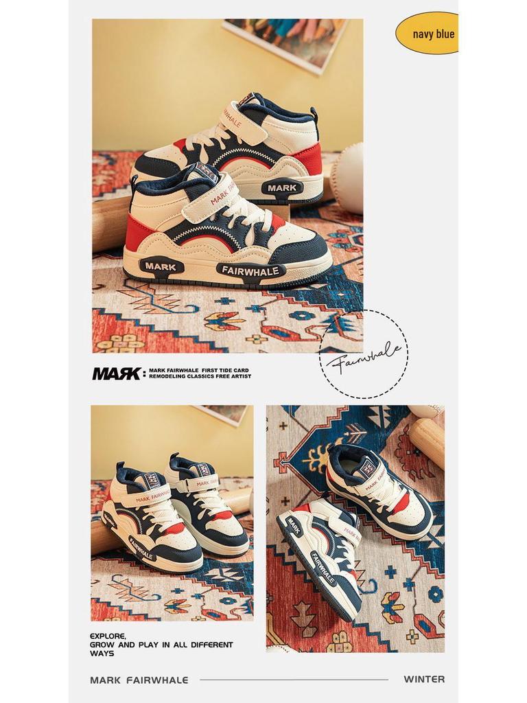 Mark Fairwhale 2025 Winter Non-Slip, Warm Cotton Shoes for Teens - Shock Absorbing, Breathable, Plus Velvet Sports Shoes for Kids.