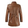 Winter new men's medium and long leather youth stand-up collar with fleece leather jacket DL