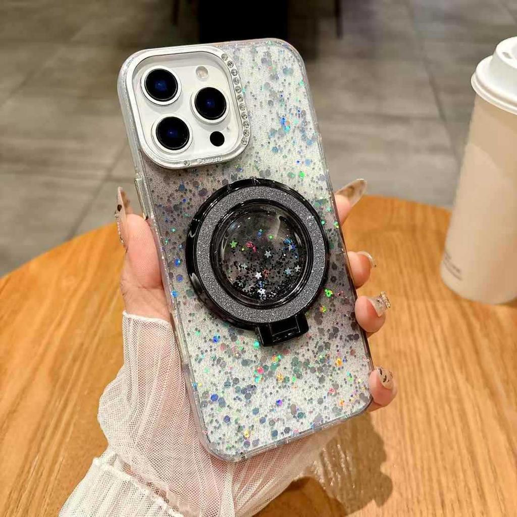The Apple 16 Phone Case 13 Water Diamond Starry Sky Luxurious and High-end Feel Is Suitable for The 15pro Sand Glitter Stand