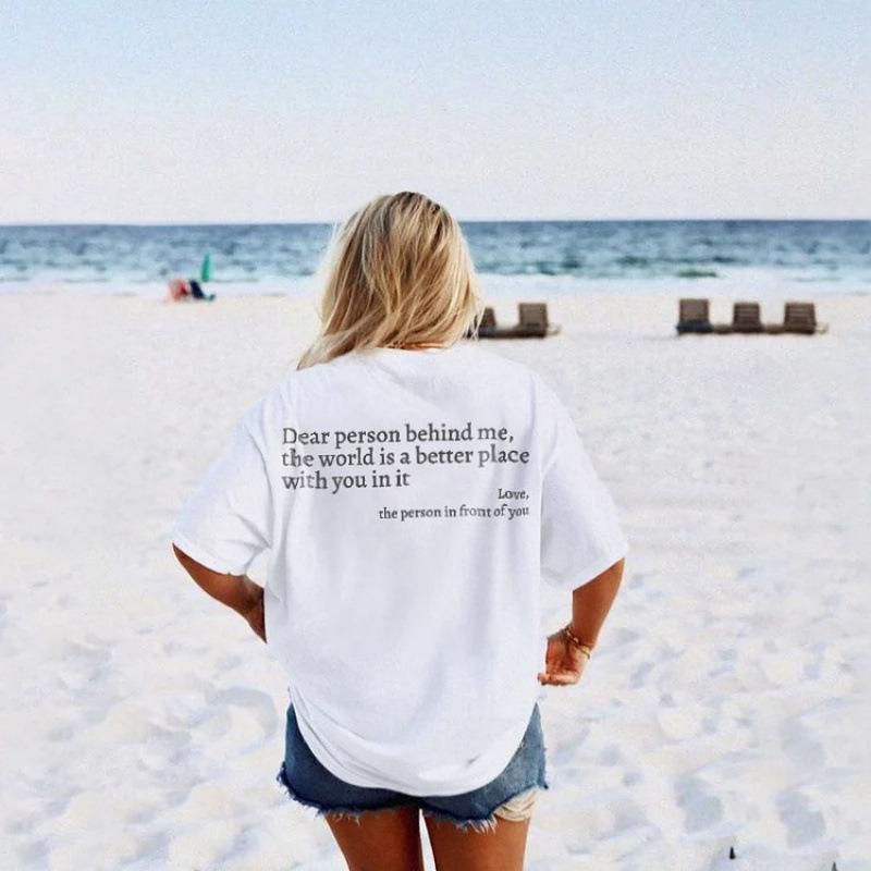 2025 cross-border European beautiful women s top crew neck letter printed cotton short-sleeved T-shirt women s pure cotton top S белый