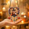 Heart Wreath Ornaments Halloween Acrylic Love Ornament, Cartoon Owl Ghost Witch Hanging Decorations Skeleton Decor, Festive Party Decoration