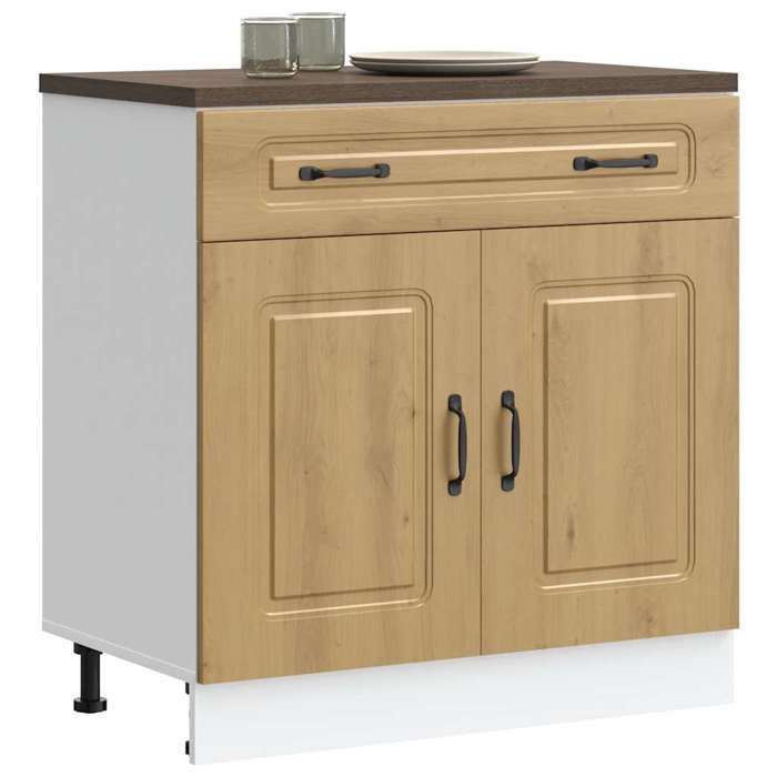 VidaXL Armoire de cuisine Kalmar chêne artisanal bois d'ingénierie, meuble bas d'évier, meuble bas de cuisine avec tiroir, 853506