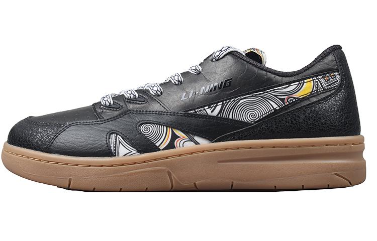 Li Ning 937 Deluxe Низкие Синтетическая Кожа Легкие и Дышащие Низкие Скейтбордические Кроссовки Мужские Черный Коричневый AZGS045-3 43