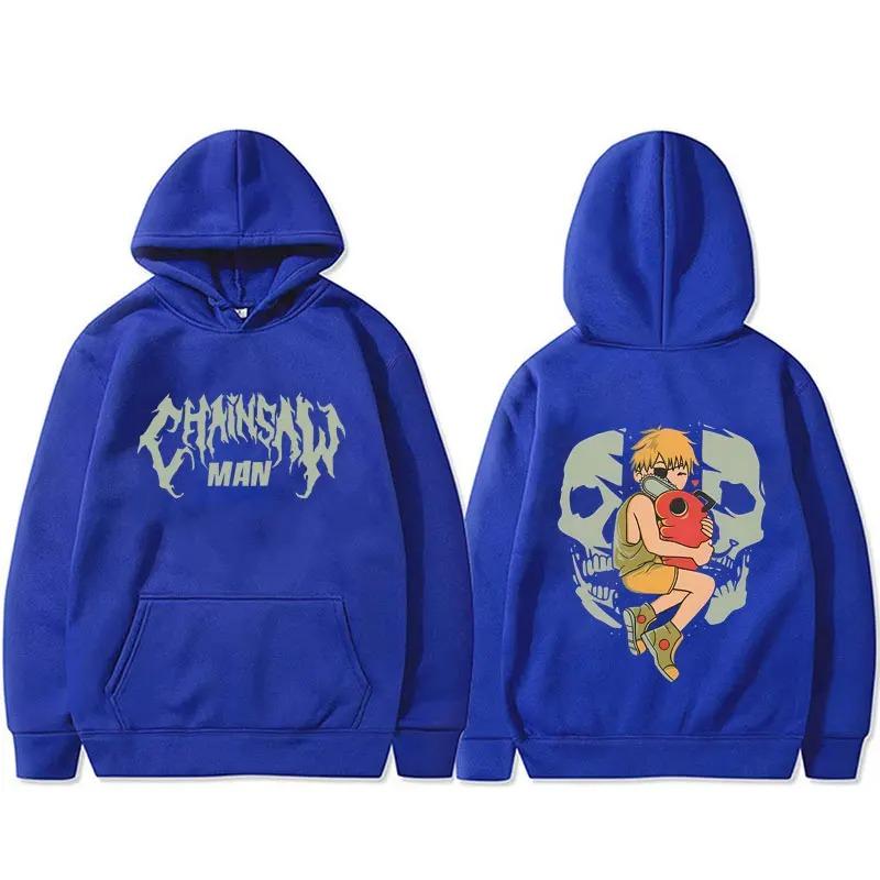 Anime Chainsaw Man Hoodie Funny Cartoon Denji Pochita Graphic Hooded Sweatshirt Men's Women's Manga Cosplay Oversized Streetwear