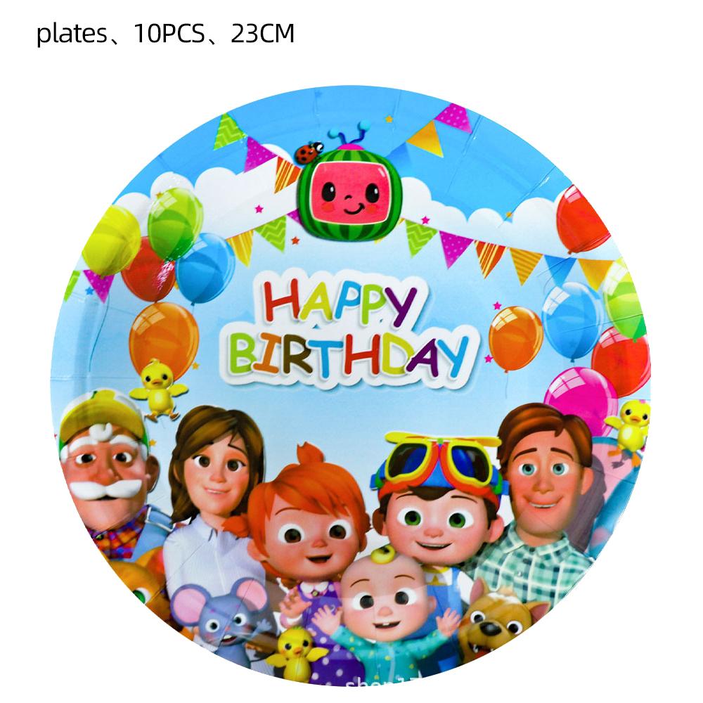 Cocomelon Party Decoration Tableware Set Birthday Party Supplies Favors Gifts Tablecloth Napkins Plates Cups Gift Bags
