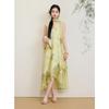 Sancai New Chinese Style Sleeveless Ruffle Maxi Dress