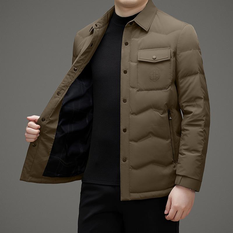 Piumino Bianco Piuma d'Anatra Leggero Giacca da Uomo Inverno Nuova Collo a Revers Giacca Calda Casual da Uomo
