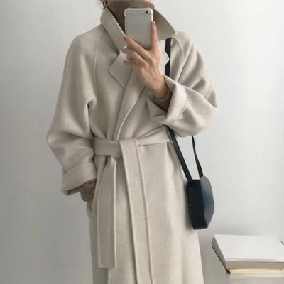 Long Wool Blend Jacket For Woman 2023 Solid Color Coat Batwing Korean Winter Warm Loose Overcoat Mujer Snow Wear Long New Jacket