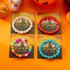 Halloween Classic Colorful Skull Head Beaded Bracelet for Women Handmade Rice Beads Elastic Bracelet Party Daily Jewelry Gift