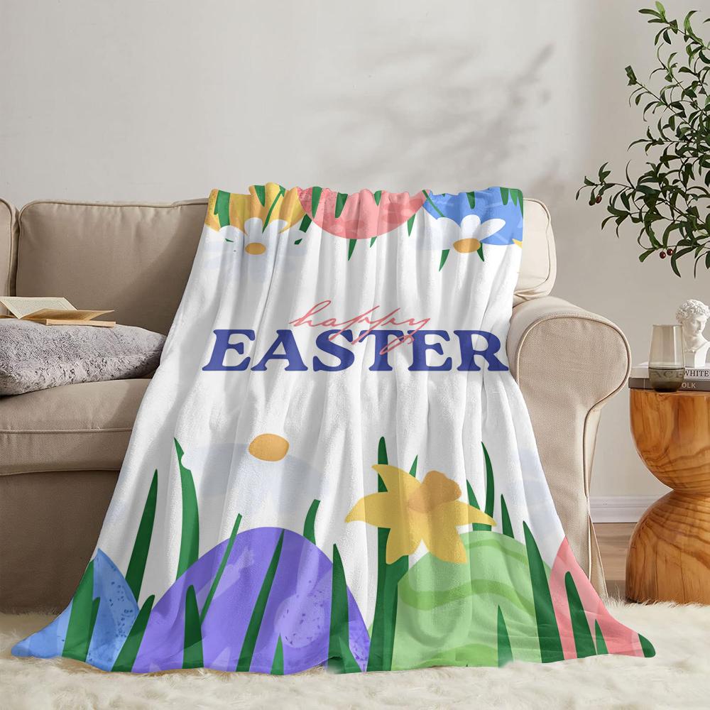GUOYU Blanket Happy Easter Throw Soft Flannel Throw Summer Blanket Lightweight Cozy Nap Blanket for Sofa Bed Travel