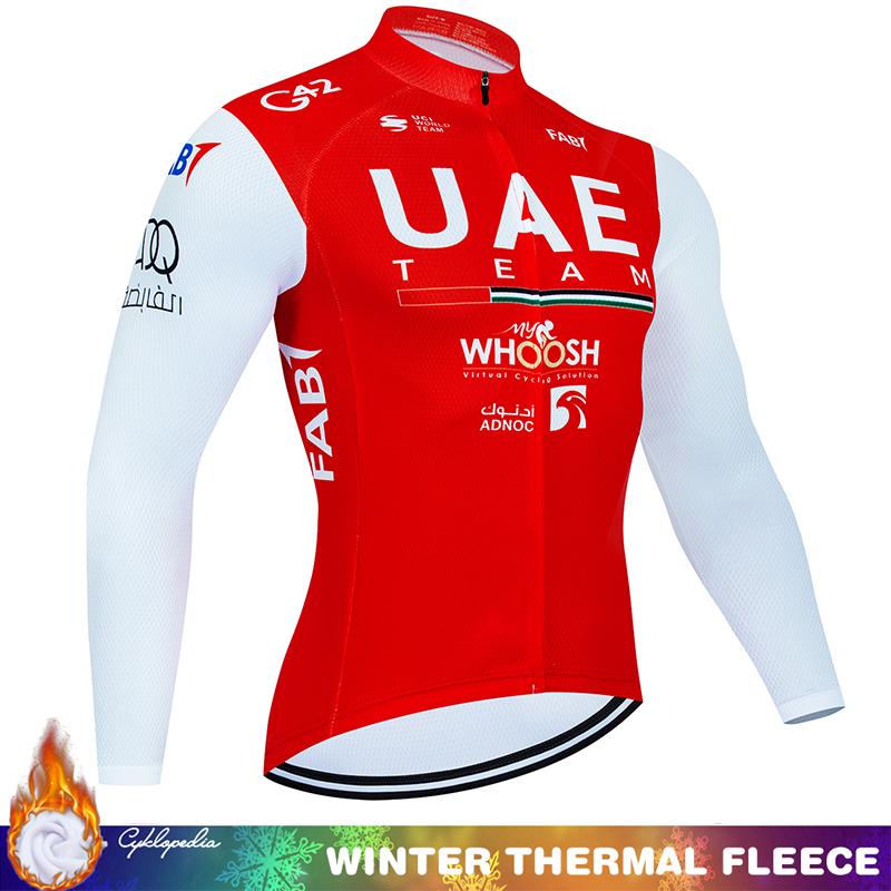 Cycling Jumper Men's Suit UAE Thermal Jersey Man Costume Bike Clothes Pro Team 2024 Winter Fleece Clothing Mtb Pants Blouse Bib