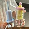 Water bottle water cup girls high value plastic cup creative cute summer water cup large capacity straw cup food grade PC material
