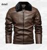 Men's Warm Faux Leather Jacket Windproof Motorcycle Bomber Jacket Slim Fit Winter Coat with Removable Faux Fur Collar Biker Outwear Jackets for Men
