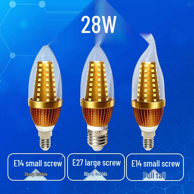 E14 LED Chandelier Candle Bulb with Pointed Tip, E27 Screw Base