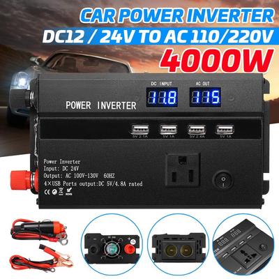 4000W Modified Sine Wave Inverter DC 12V / 24V To AC 110V / 220V Peak Voltage Transformer Power Converter LCD Car Inverter