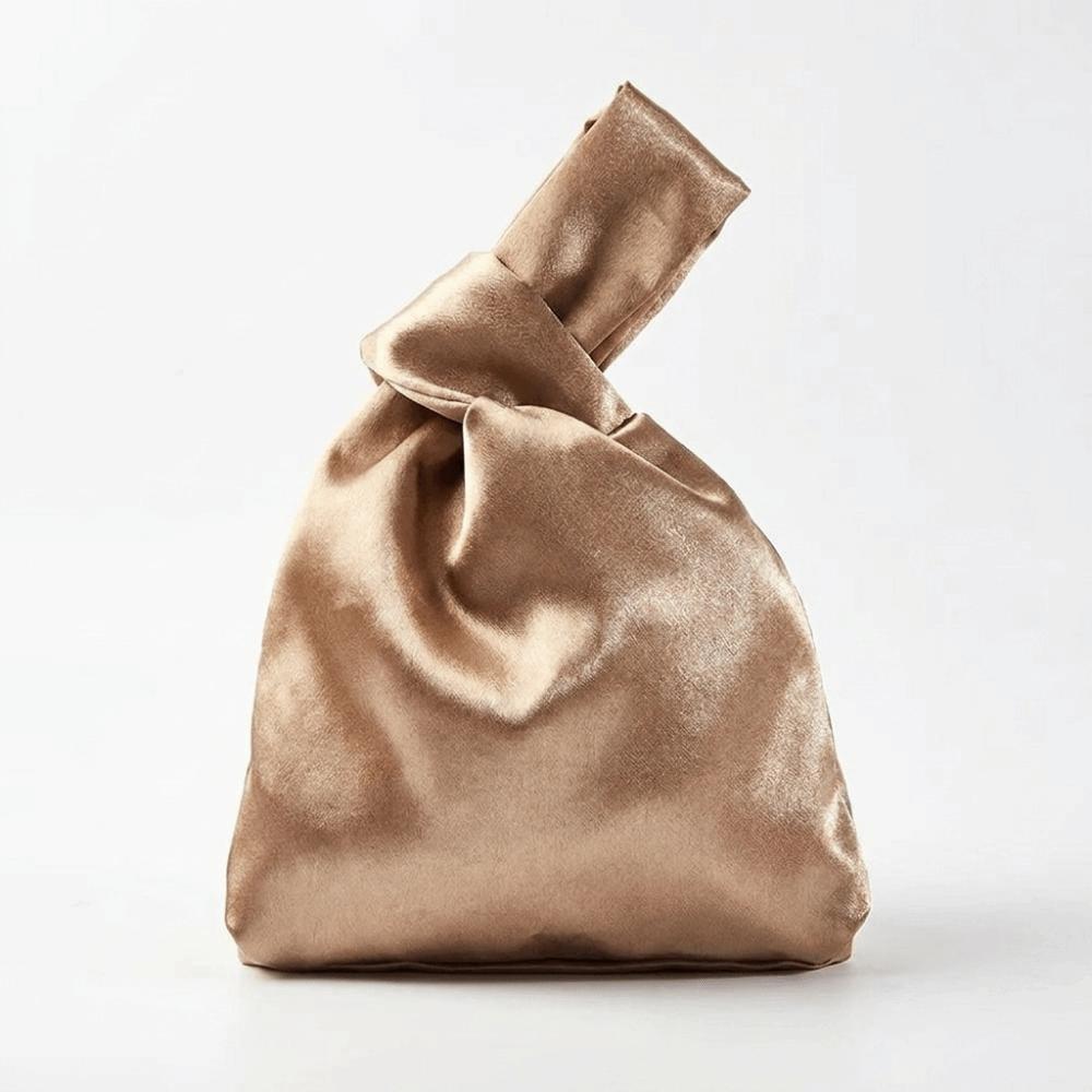 Elegant Silk Satin Wrist Bag Portable Knot Tote Soft Mini Tote Party Occasion