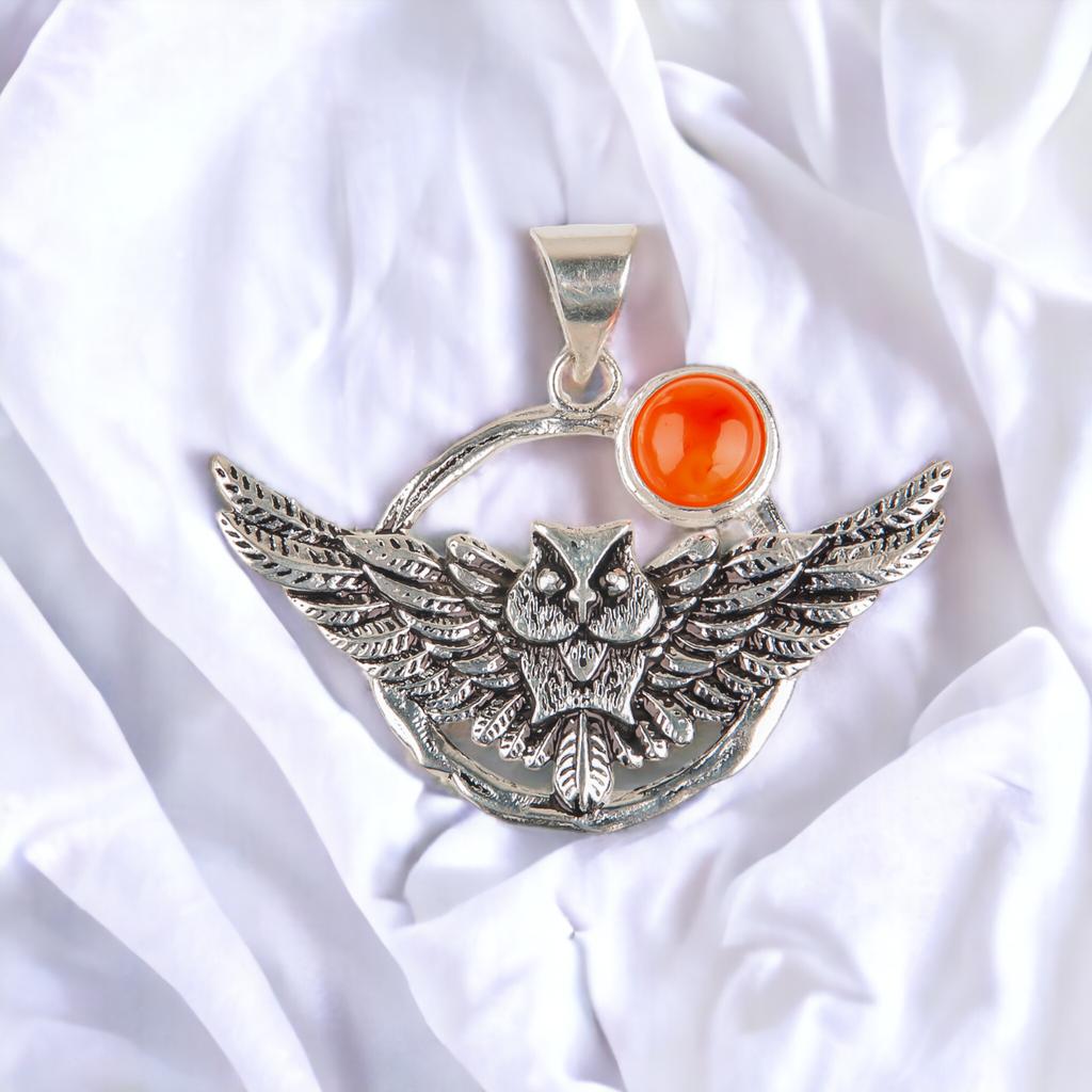 Natural Gemstone 925 Solid Silver Designer Jewelry Pendant 1.48" Christmas Gift CP-17