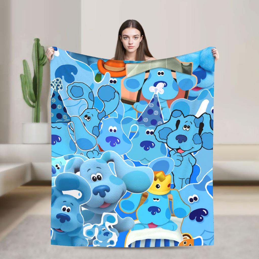 Soft Warm Blanket Airplane Travel Blue's Clues Collage Throw Blanket Cartoon Flannel Bedspread For Couch Chair Sofa Bed Sofa Bed