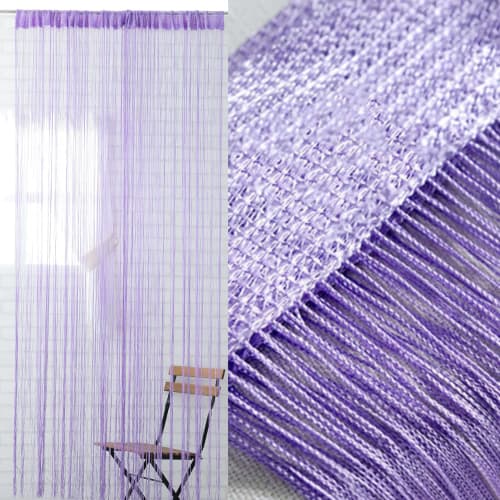 KJ String Curtain, Room Divider, Western-Style Fringed Noren, 200cm Tall x 100cm Wide, Stylish Interior Tapestry (Purple, Regular)
