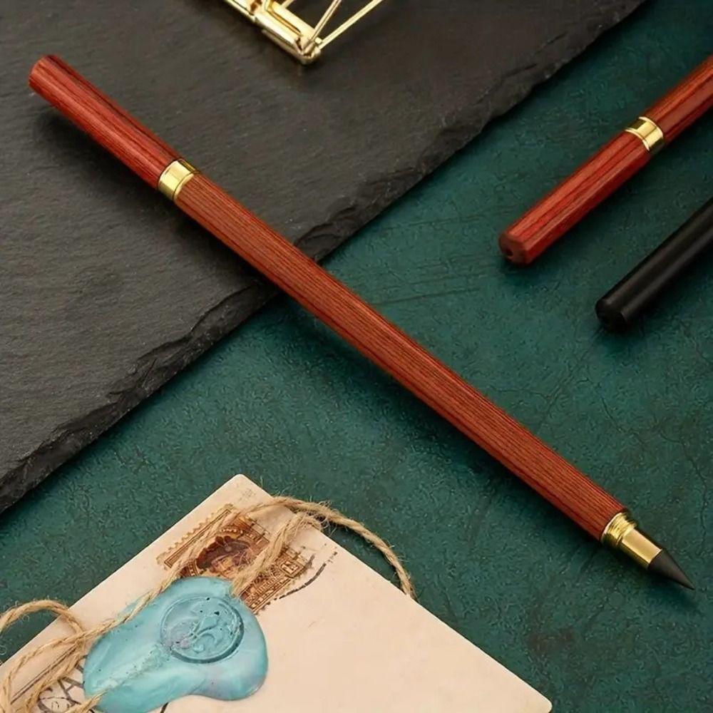 Professional Vintage Brass Wooden Pencil 0.5mm Eternal Pencil 3 Colors Wooden Pencil Kids