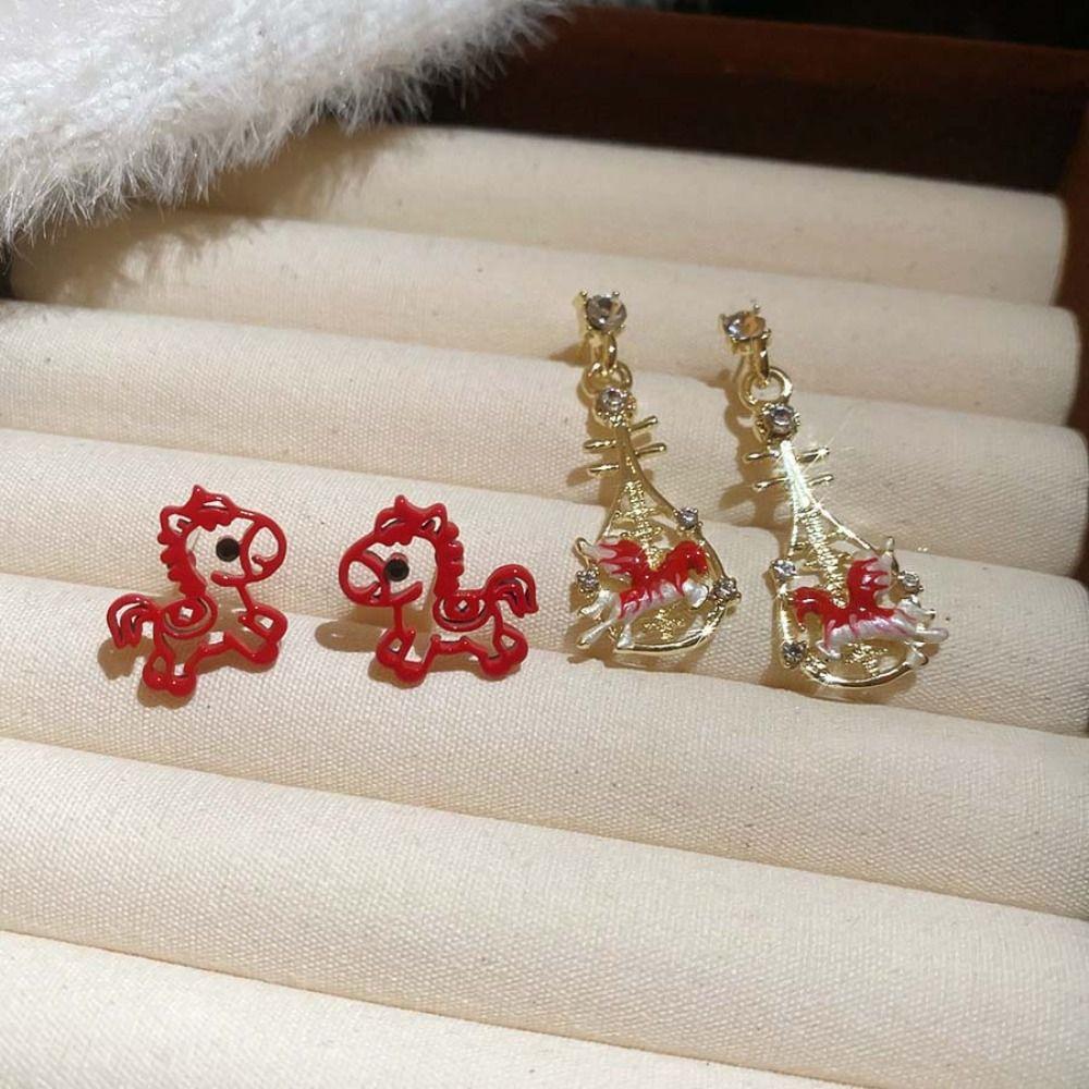 Fashion Jewelry Chinese Style Pony Earrings Rhinestone Drop Earrings  Wedding