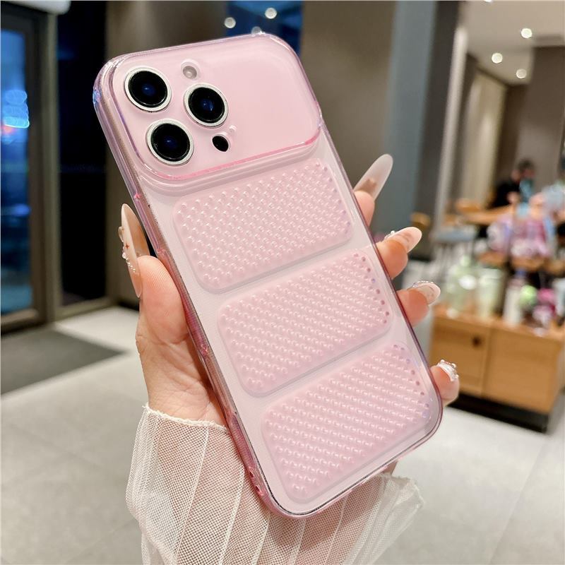 Applicable To Apple 17ProMax Mobile Phone Case Ice Through Heat Dissipation iPhone16 Cellular Mesh TPU Hollow 15 Soft Cover