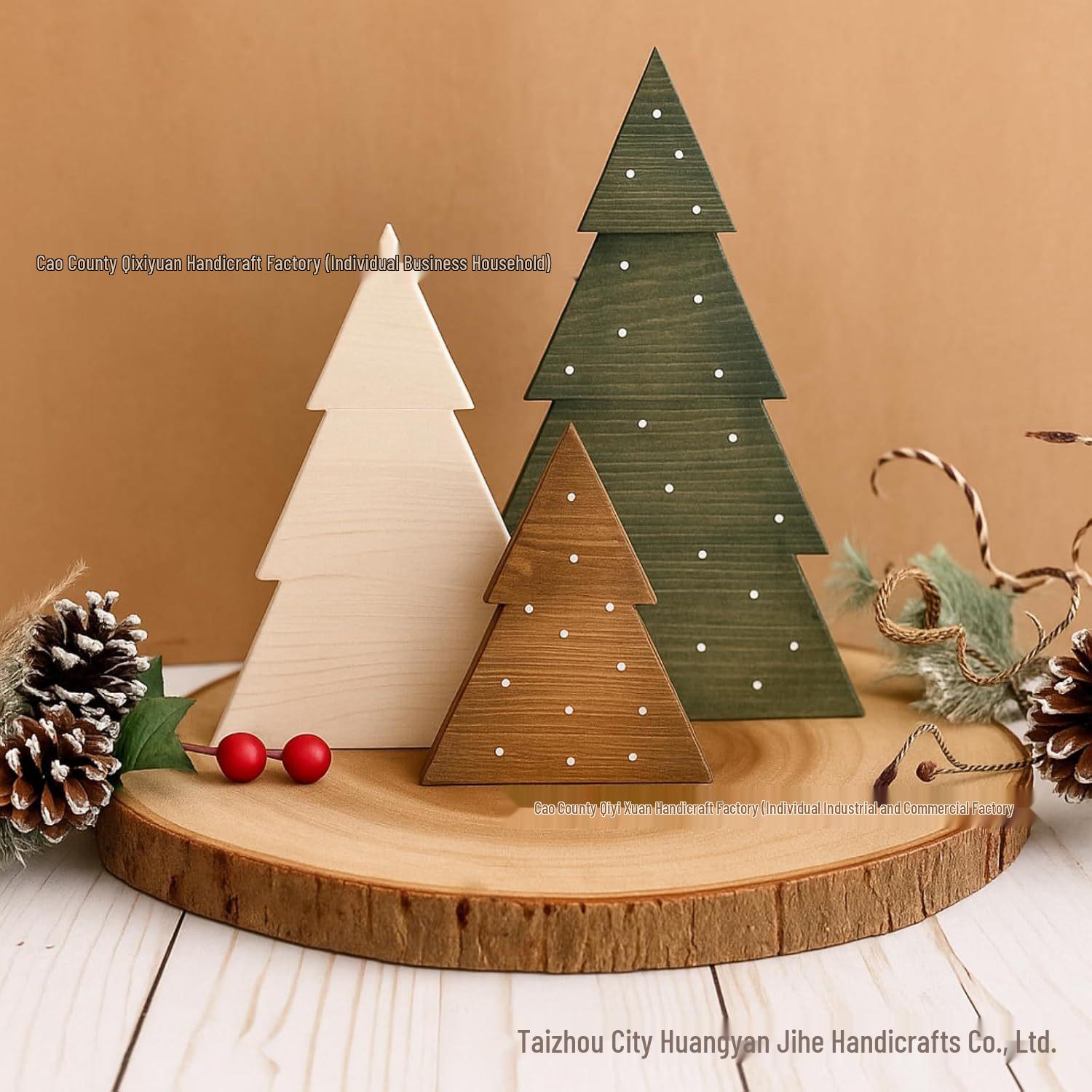 

Popular Wooden Christmas Tree Shaped Desktop Ornaments Set