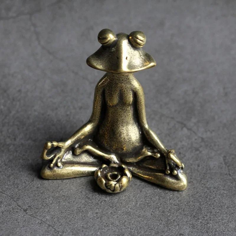 Retro Copperware Incense Socket Zen Frog Ornaments Solid Pure Copper Frog Tea Pet Incense Holder Ornaments
