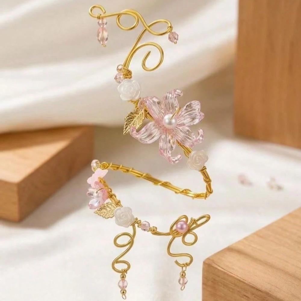 Elegante Bracciale a Fiore di Iris Traforato Bracciale Floreale Vintage Regolabile Braccialetto Aperto Bracciale a Braccio Accessori per Braccia