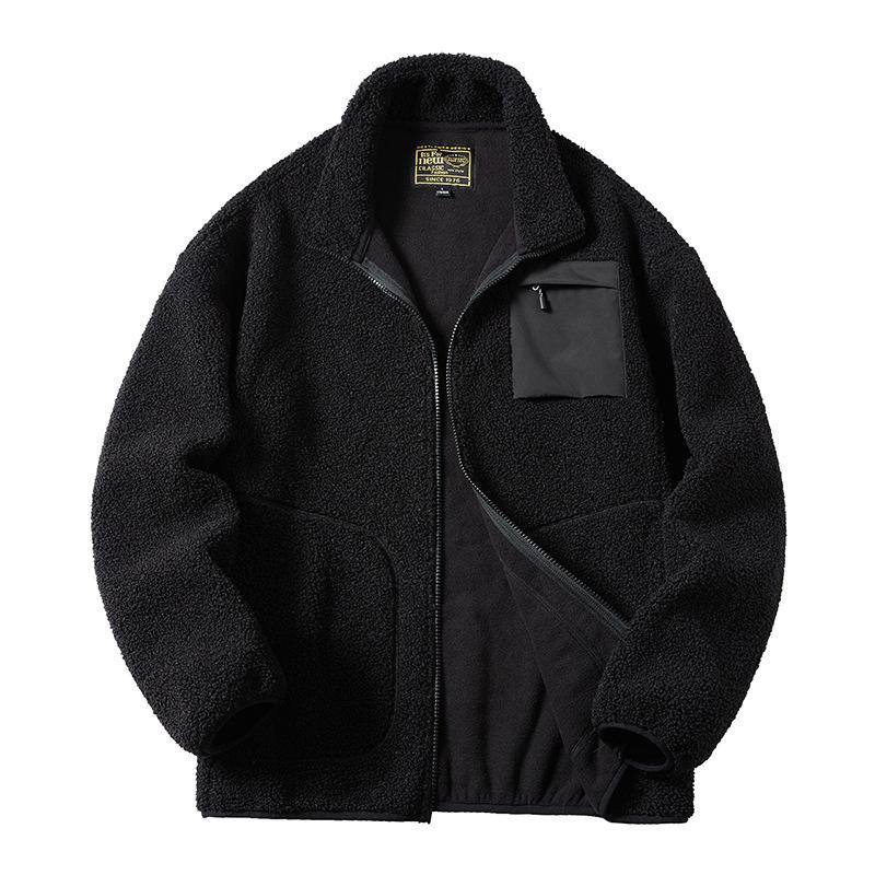 Giacca da uomo in velluto di agnello moda autunno inverno moda giacca in pile da uomo semplice in orsacchiotto solido giacca da uomo allentata casual più velluto addensato