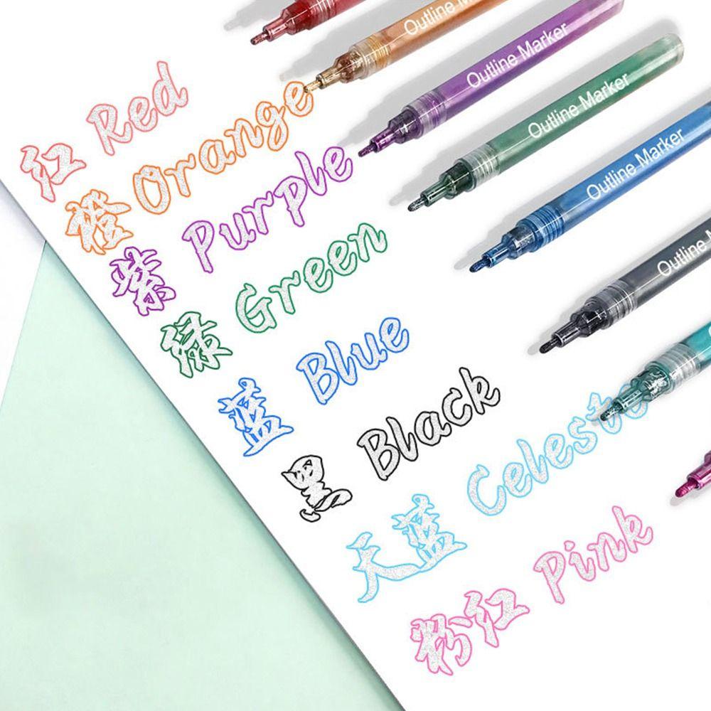 

Меловые школьные принадлежности Маркер маркера для подсветки своими руками Маркер для учеников Ручка с двойной линией Ручка для рисования Контурная ручка