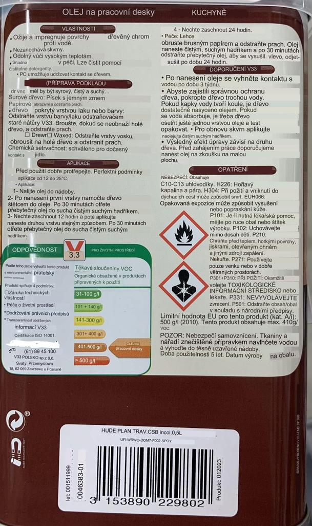 Protective oil for kitchen countertops, colorless, 05l