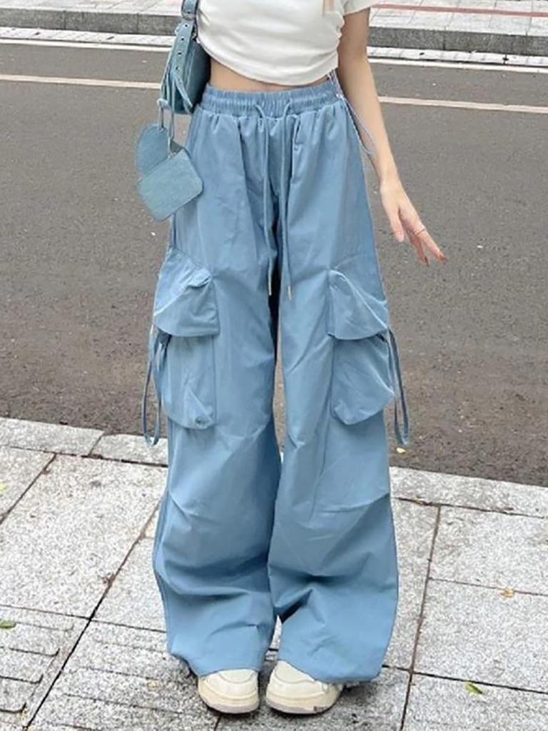 SvaYvee Cargo Wide Leg Long Warm Solid Loose Size 2XL Women's Fleece-Lined Pants, Pants, Pants, Pants, Casual, Stylish, Warm, Color, Fit,