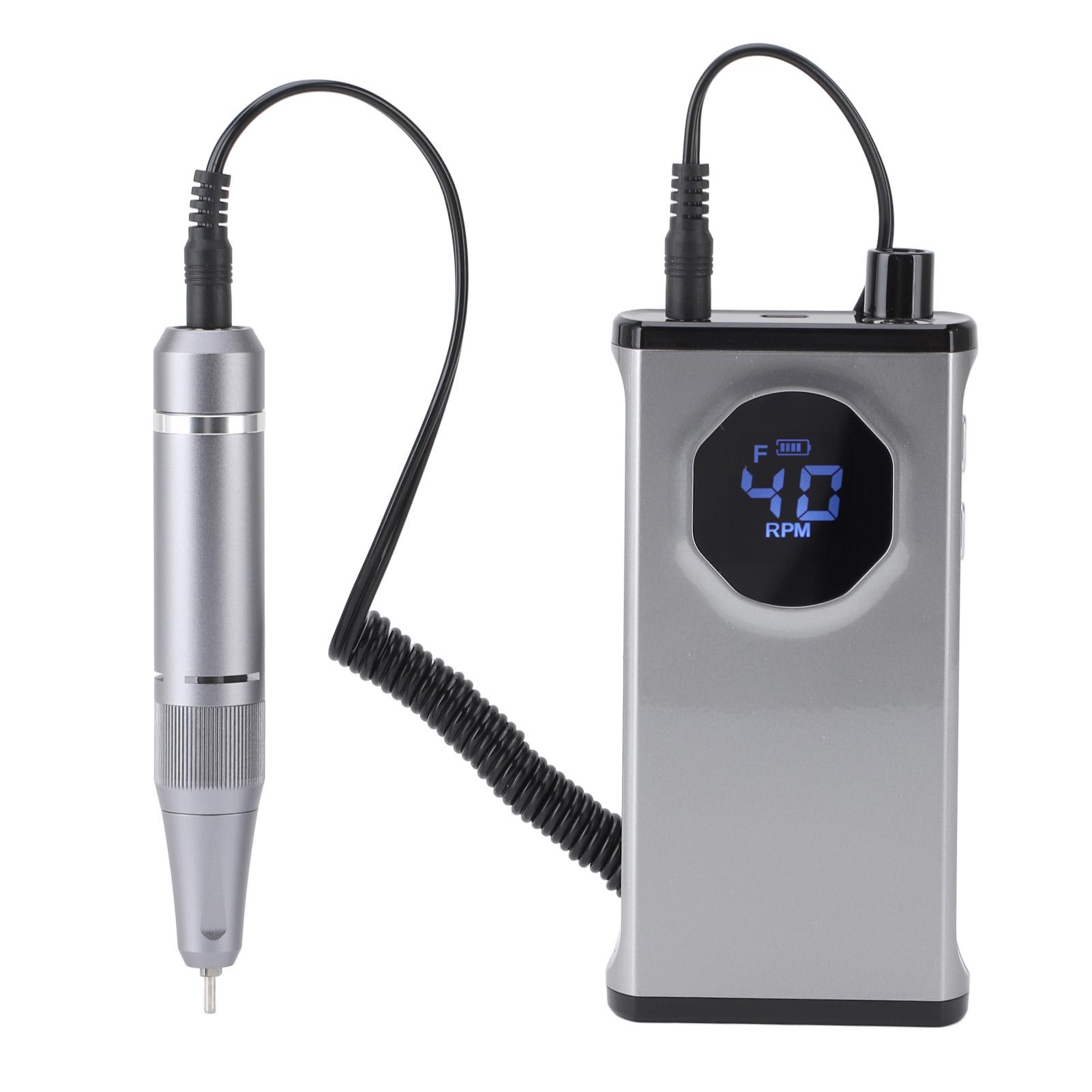 

40000 об/мин электрическая дрель для ногтей аккумуляторная профессиональная пилка для ногтей шлифовальная машина для акрила и геля с пылеудалением серый