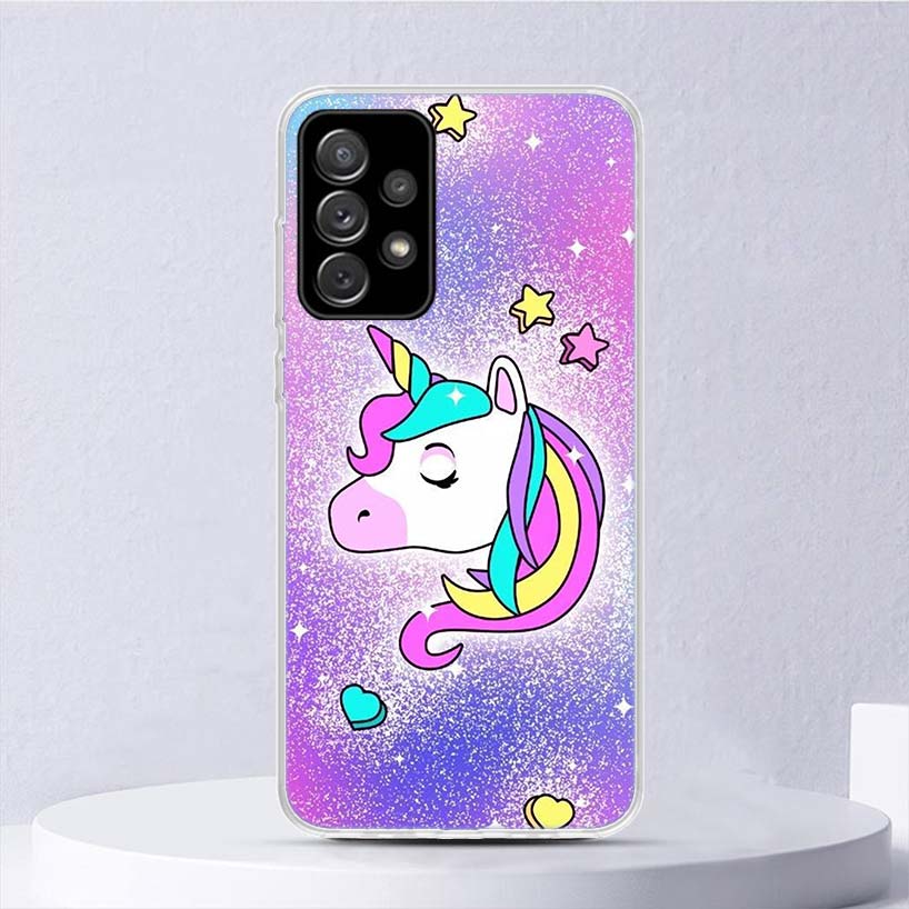 Pink Unicorn Rainbow Soft Case For Samsung Galaxy A15 A14 A13 A12 A55 A54 A53 A52 Phone Cover A35 A32 A33 A25 A23 A22 A05S A04S