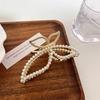 Gold Metal Ribbon Pearl Hair Clip