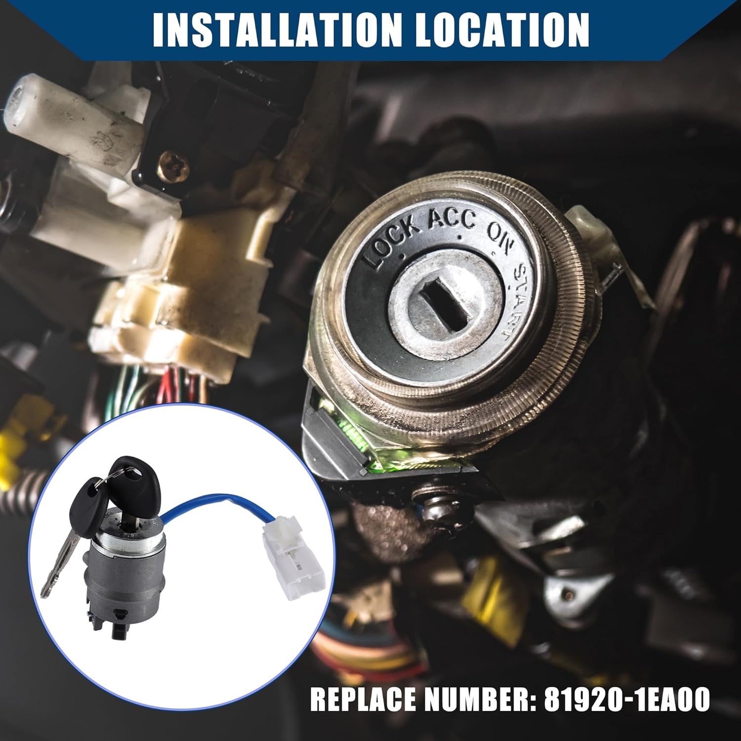 

No.81920-1EA00 Car Ignition Switch Lock Cylinder with 2 Key for Hyundai Accent Sedan 2006-2011 / Steering Lock Cylinder Set/Durable / 1 Set/Silver