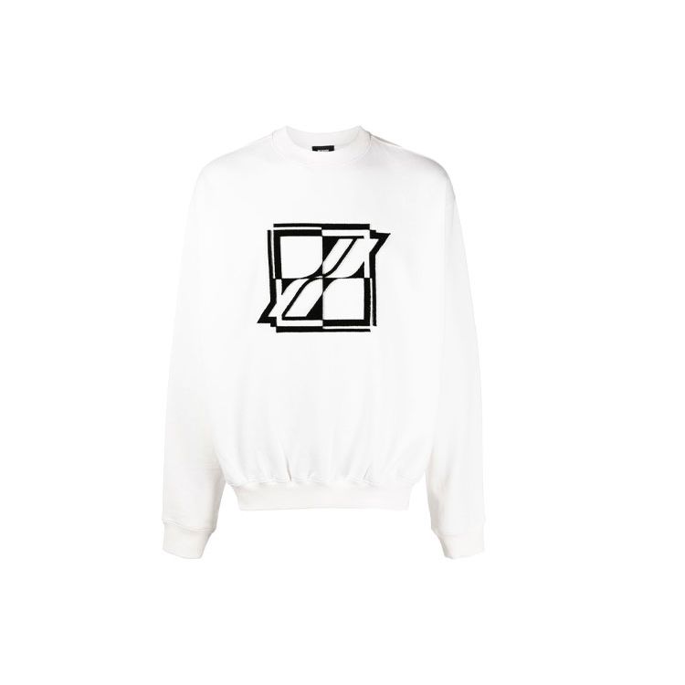 WE11DONE Logo Print Loose Fit Crew Neck Sweatshirt Unisex Sweatshirt White WD-TS3-21-555-U-WH