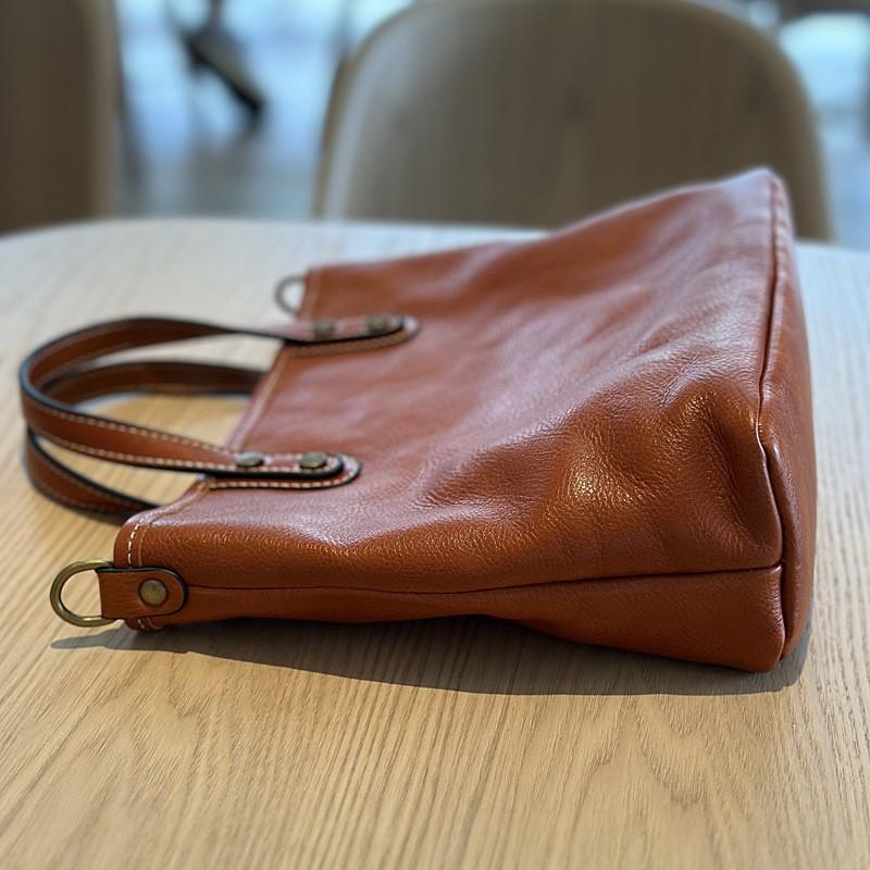 Johnature Leisure Large Capacity Handbag Retro Simple Genuine Leather Shoulder Bags Commuting Versatile Women's Bag